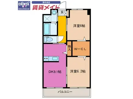 スターヒル上浜(2DK/4階)の間取り写真