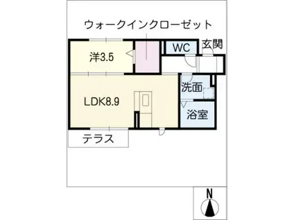 サンパティーク(1LDK/1階)の間取り写真