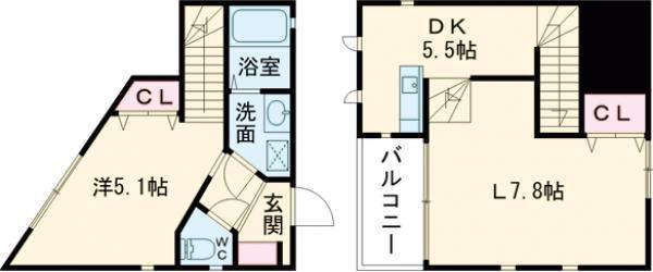 プレミアム萱方I(1LDK/2階)の間取り写真