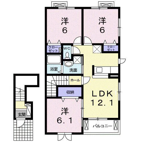 グラース(3LDK/2階)の間取り写真