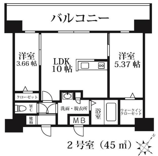MODERN PALAZZO 天神AXIA(2LDK/13階)の間取り写真