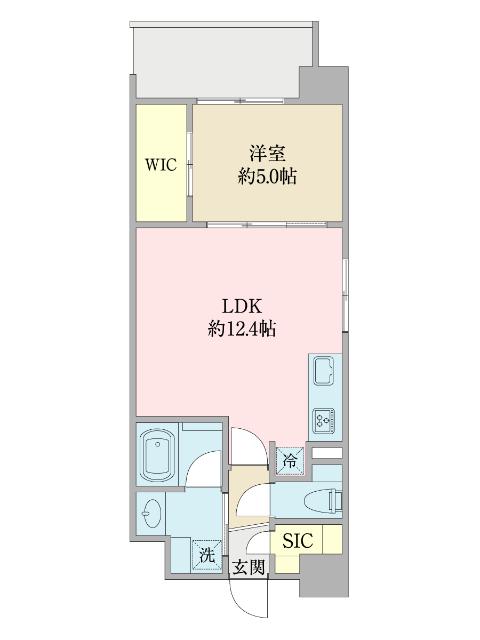 Sクラージュ西新(1LDK/7階)の間取り写真