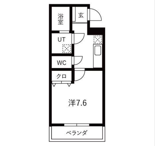 ヴィガラス大手町(1K/4階)の間取り写真