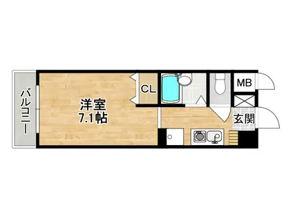 レコルテ千里中央(1K/4階)の間取り写真