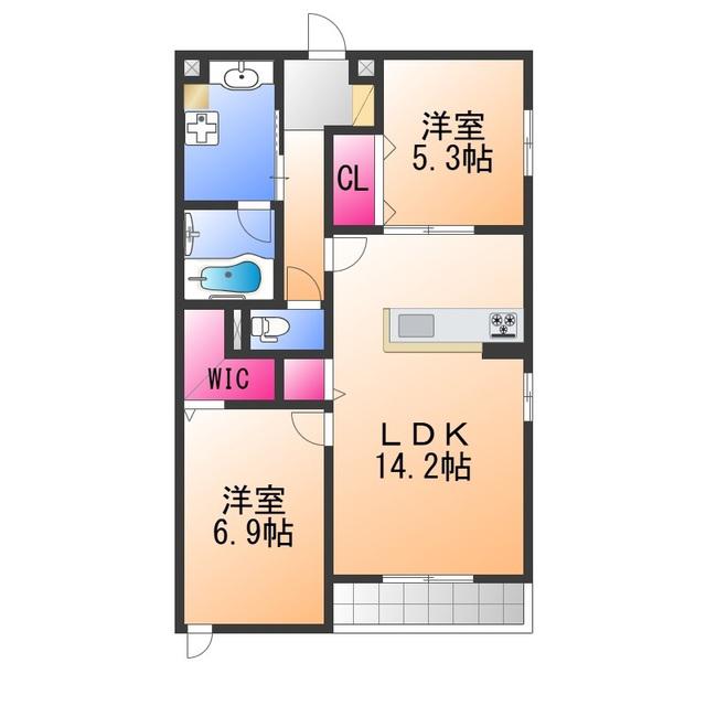 堺市西区鳳西町一丁共同PJ(2LDK/2階)の間取り写真