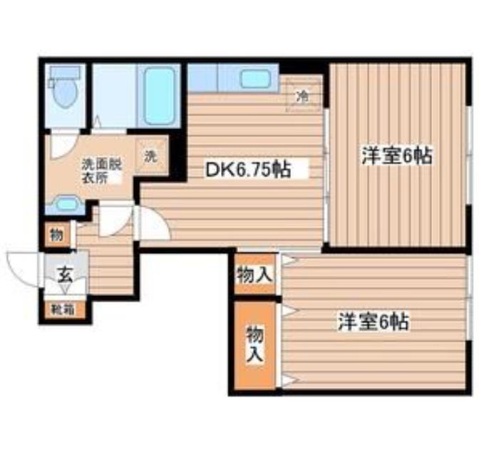 メゾンアンソレイユII(2DK/1階)の間取り写真