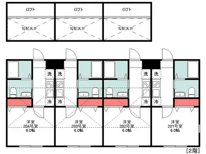 グランシーズ三ツ境ルノン(1K/2階)の間取り写真