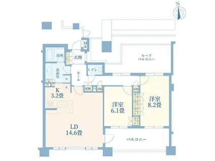 クオリア目黒祐天寺(2LDK/5階)の間取り写真