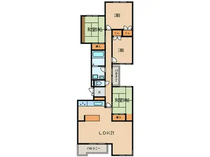 モナーク甲子園(4LDK/2階)の間取り写真