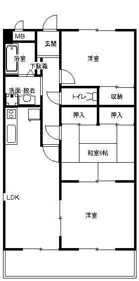 サニーレジデンス平塚II(3LDK/2階)の間取り写真