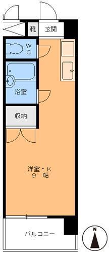 ガーデンハイツ緑町(ワンルーム/6階)の間取り写真