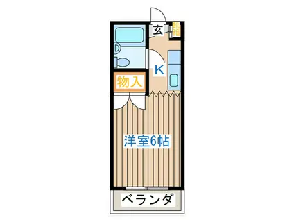 キャッスルU(1K/4階)の間取り写真