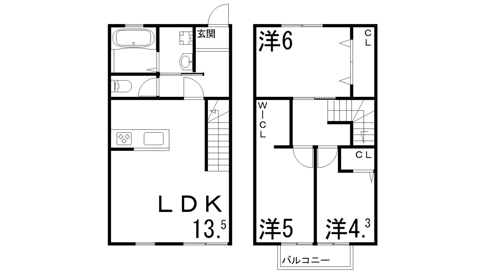 クリスタルハイツ仁豊野(3LDK/1階)の間取り写真