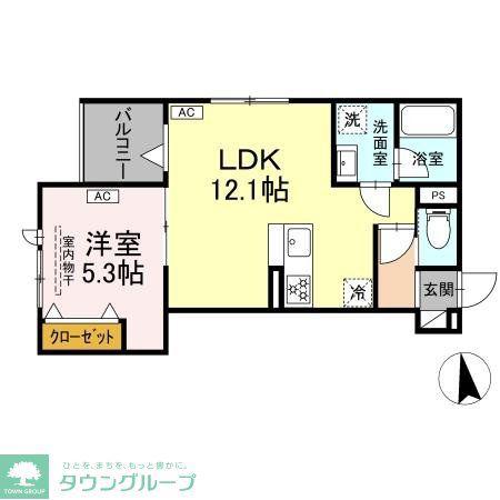 セレスティア北加平(1LDK/2階)の間取り写真