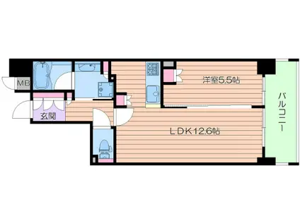 ファインフラッツ北浜(1LDK/8階)の間取り写真