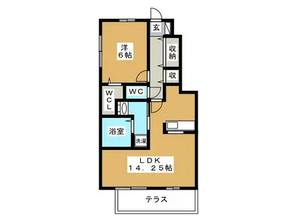 GRACE GARDEN A(1LDK/1階)の間取り写真