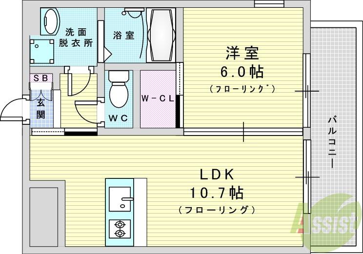 プレジオ御幣島(1LDK/14階)の間取り写真