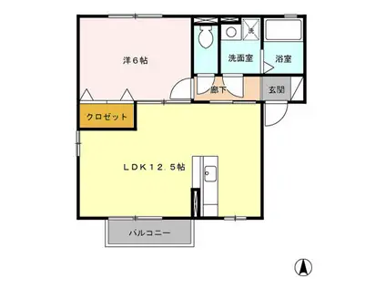 フォルテ神領(1LDK/2階)の間取り写真