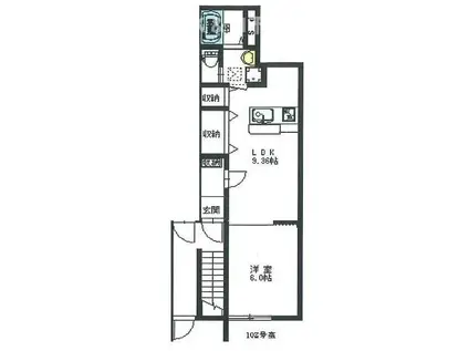 AK XXII(1LDK/1階)の間取り写真