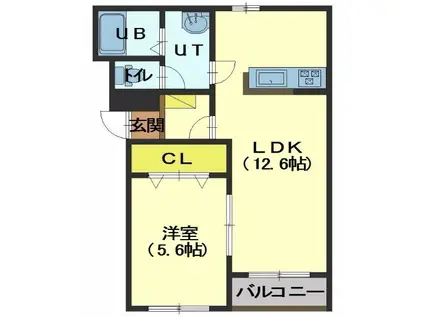アンセリジェII(1LDK/3階)の間取り写真