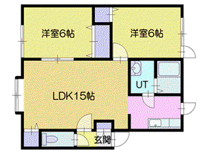 プティメゾン小樽(2LDK/1階)の間取り写真