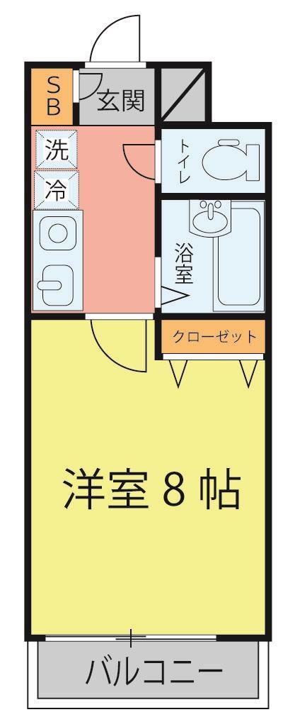 HIKOハイツ(1K/9階)の間取り写真