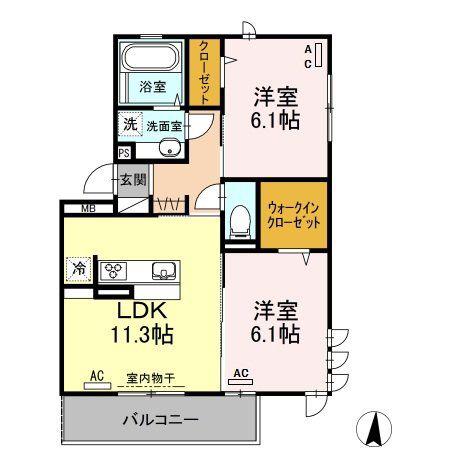 ファミールSHOWII A棟(2LDK/3階)の間取り写真