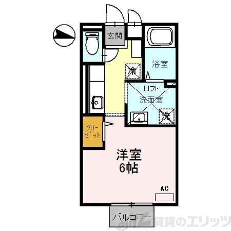 メルベーユ箕面II(ワンルーム/1階)の間取り写真