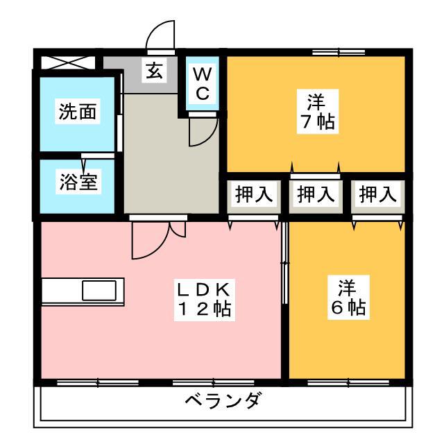 レジデンスグローリー(2LDK/2階)の間取り写真