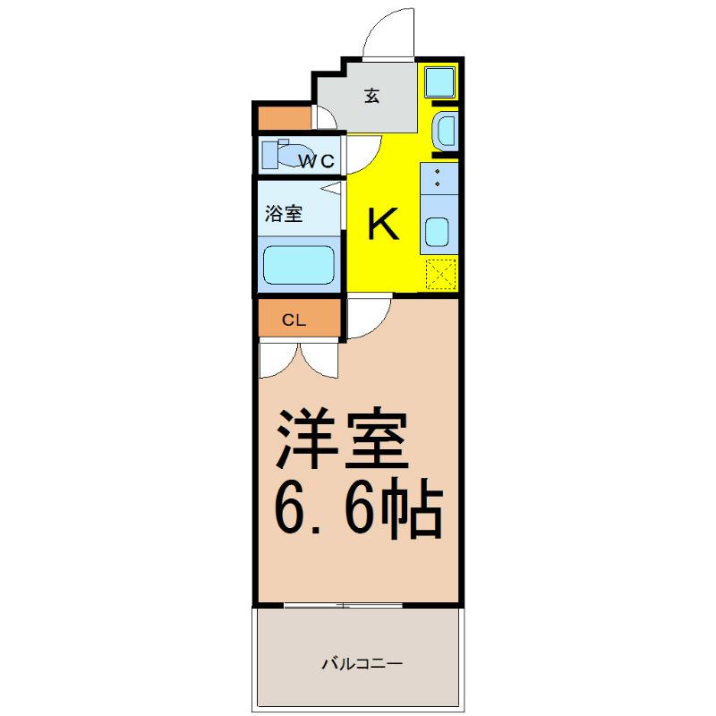パルティール御器所(1K/4階)の間取り写真