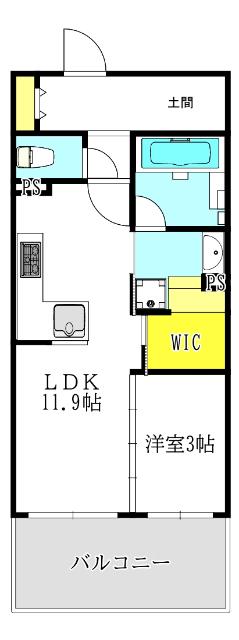 ブランニード塚本駅前(1LDK/13階)の間取り写真