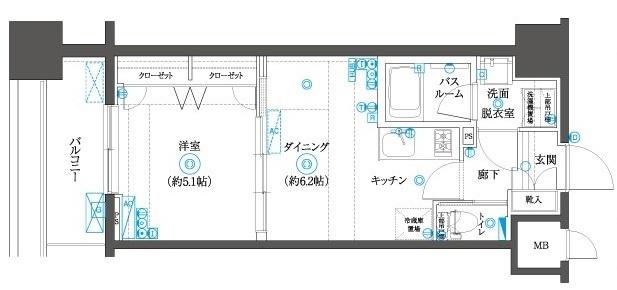 ZOOM横浜SQUARE(1DK/3階)の間取り写真