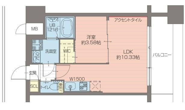 プレジオ弁天町EURO(1LDK/7階)の間取り写真