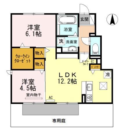 HAPPY VALLEY(2LDK/1階)の間取り写真