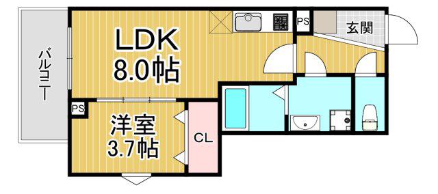 シエーナ川西中央3(1LDK/3階)の間取り写真