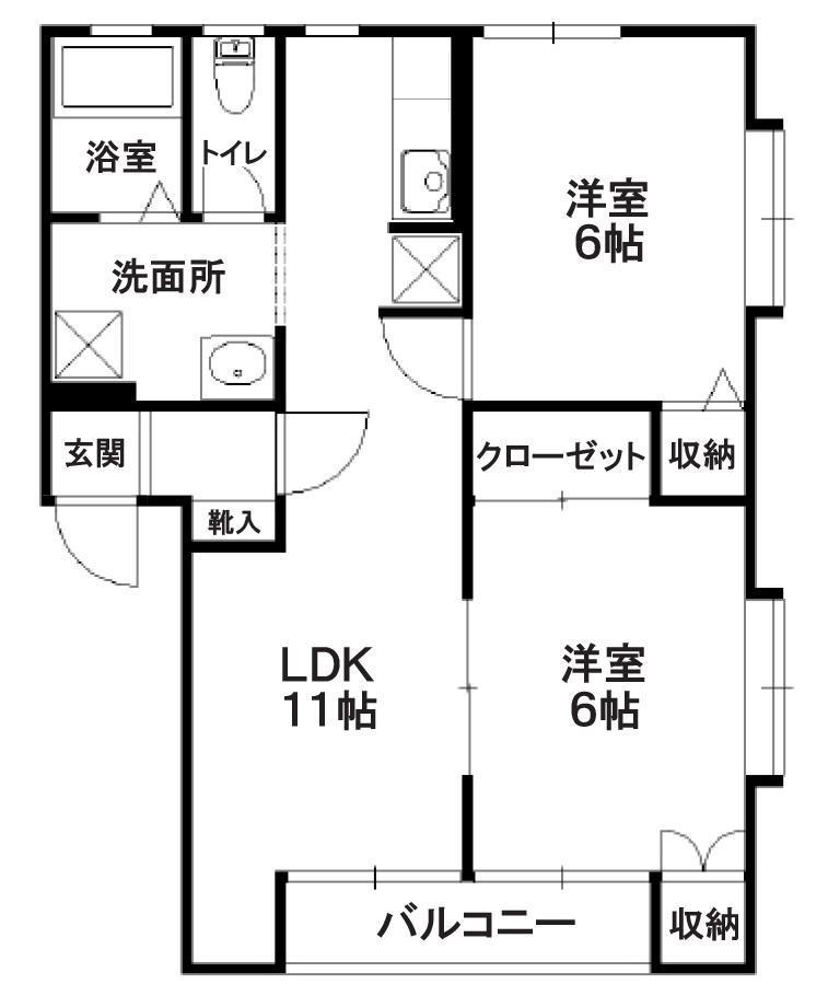 ルシアB(2LDK/2階)の間取り写真