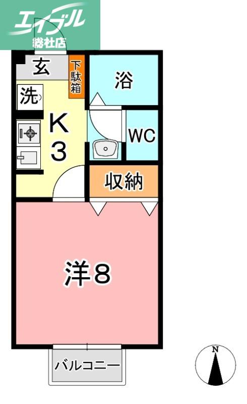 セジュール大樹(1K/2階)の間取り写真