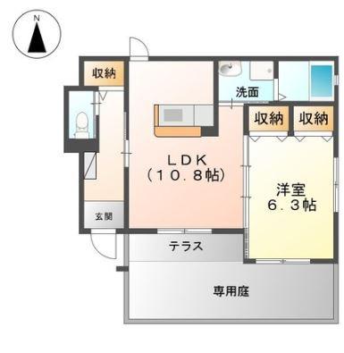 ウィステリア(1LDK/1階)の間取り写真