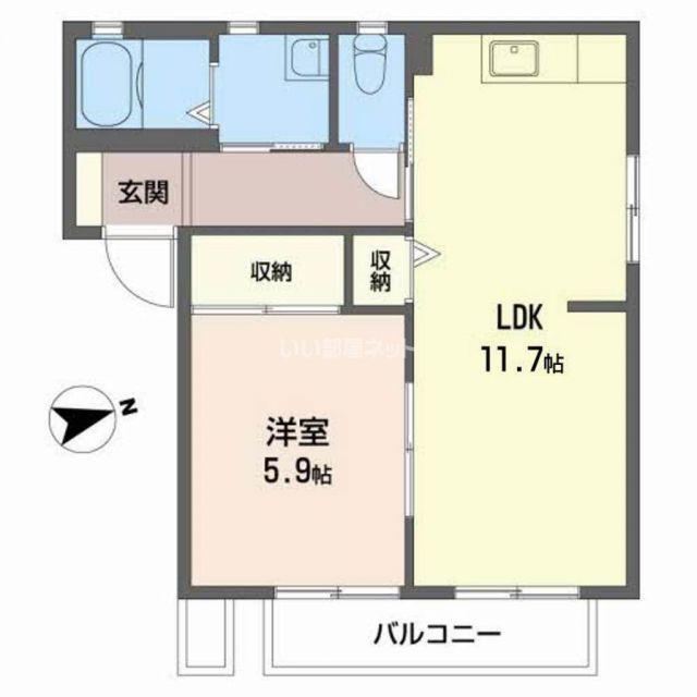 バリュージュ王子B(1LDK/2階)の間取り写真