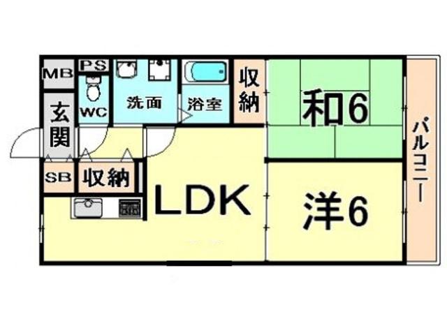 ラクシュミー常光寺(2LDK/6階)の間取り写真
