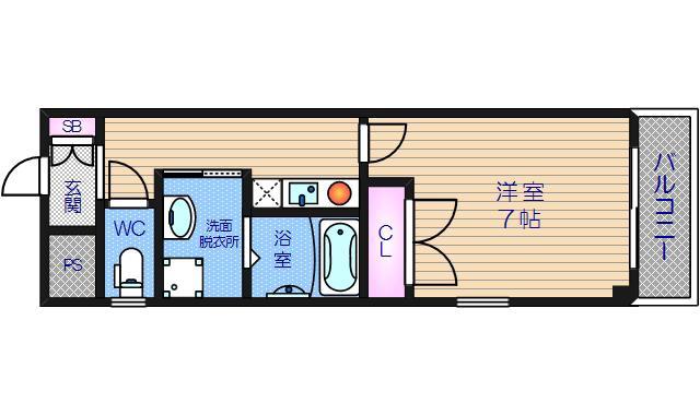 デルフィーノ真田山東(1K/3階)の間取り写真