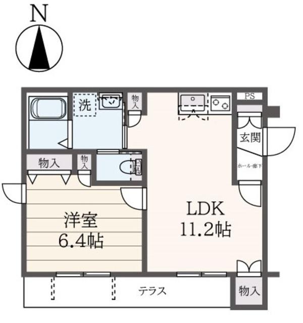 FORTUNE(1LDK/1階)の間取り写真