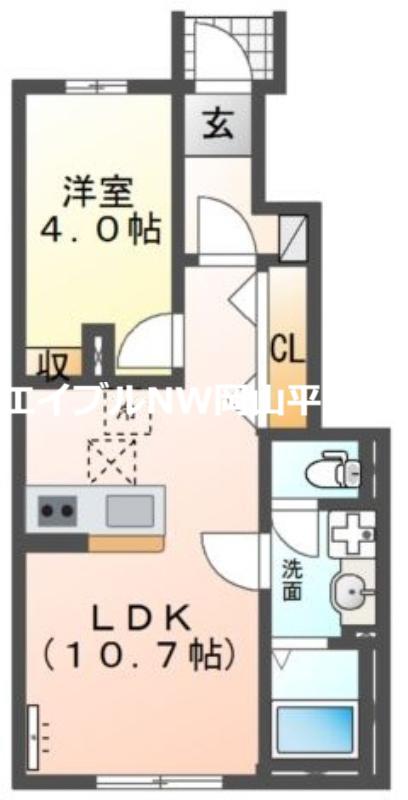 シャフル(1LDK/1階)の間取り写真