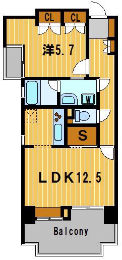 クラージュKAMAKURAYA(1LDK/5階)の間取り写真