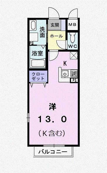 シャン・ド・フルールA(ワンルーム/1階)の間取り写真