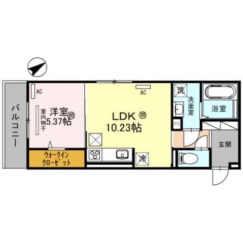 カノン蓮池(1LDK/3階)の間取り写真