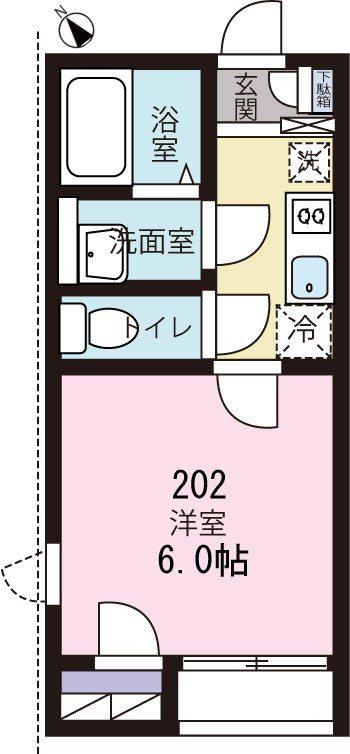 シャルム藤沢(1K/2階)の間取り写真