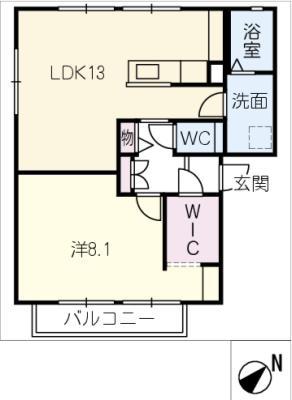 オデッセイ島田(1LDK/2階)の間取り写真
