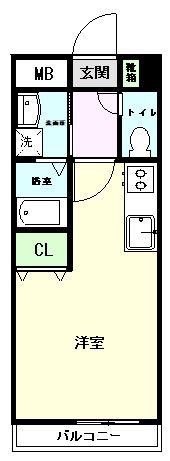 ブライトヒルズ(ワンルーム/2階)の間取り写真