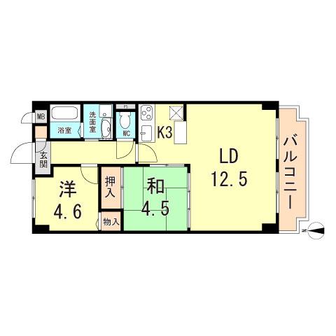 エムグランツ二番館(2LDK/1階)の間取り写真